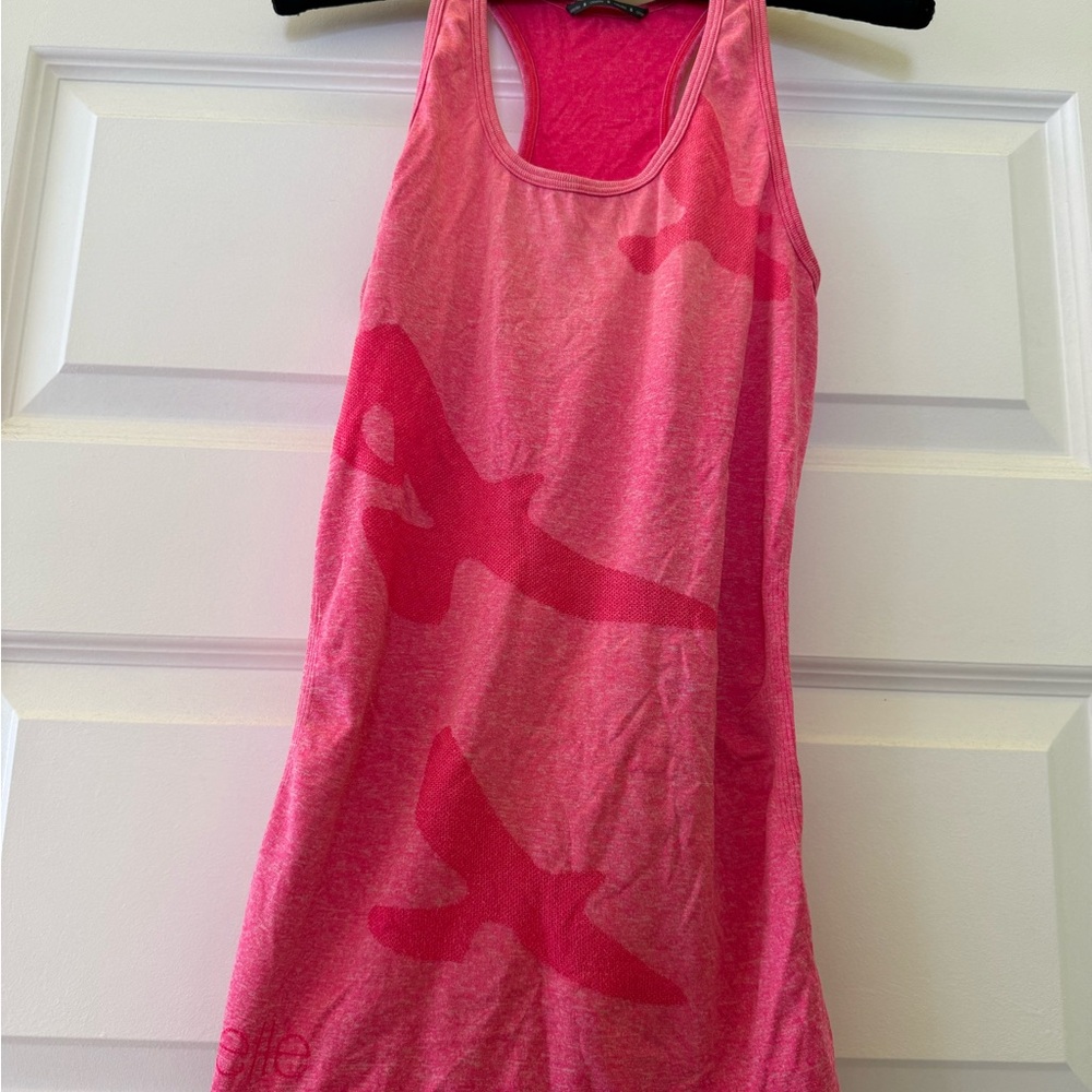 Oiselle Flyte Pink Tank Top with Bird Design